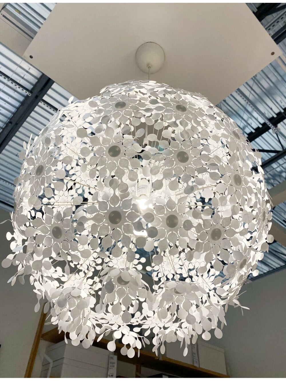 Ikea GRIMSAS Ceiling Pendant Lamp 22" Decorative Floral White - NEW